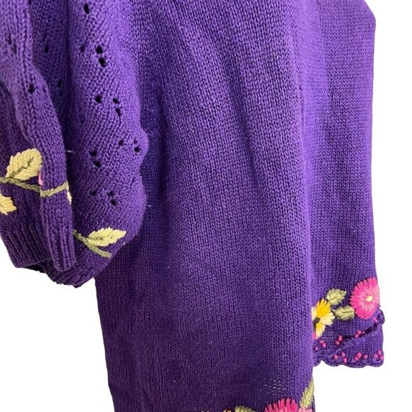 Herman Geist Hand Embroidered Womens Embroidered Vintage Purple Sweater sz S - Picture 3 of 16